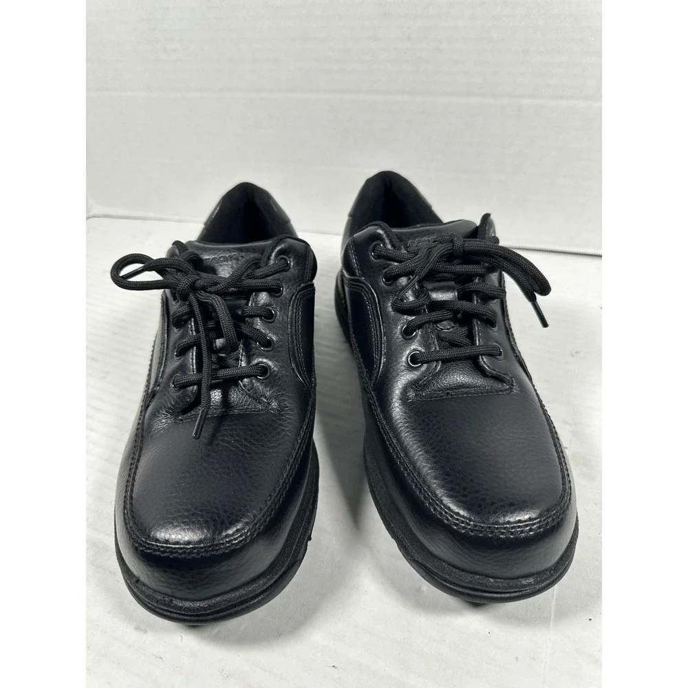 Rockport Mens 8.5 XW Black Leather Walking Shoes Lace Up Padded Collar RP7210